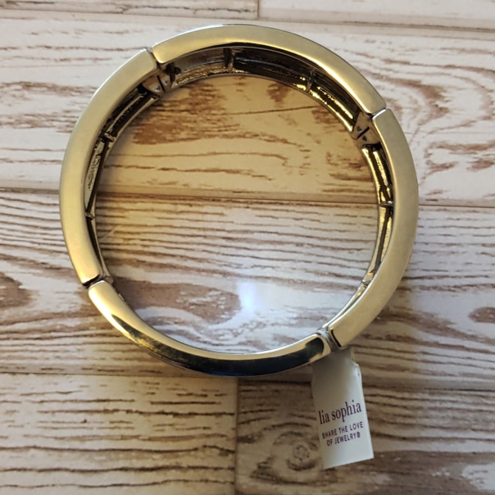 Lia Sophia Turquoise and Silver Bangle Bracelet - Picture 3 of 5